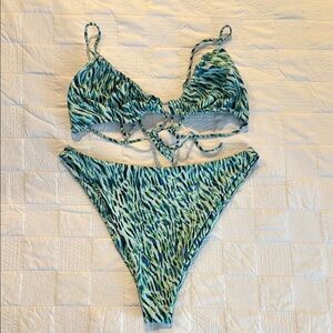 Skatie Blue and Green Patterned Bikini